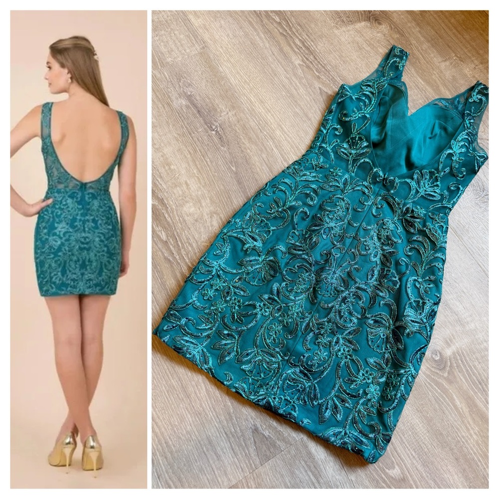 Narianna Elegant Teal Lace Dress- Size S - Picture 2 of 12